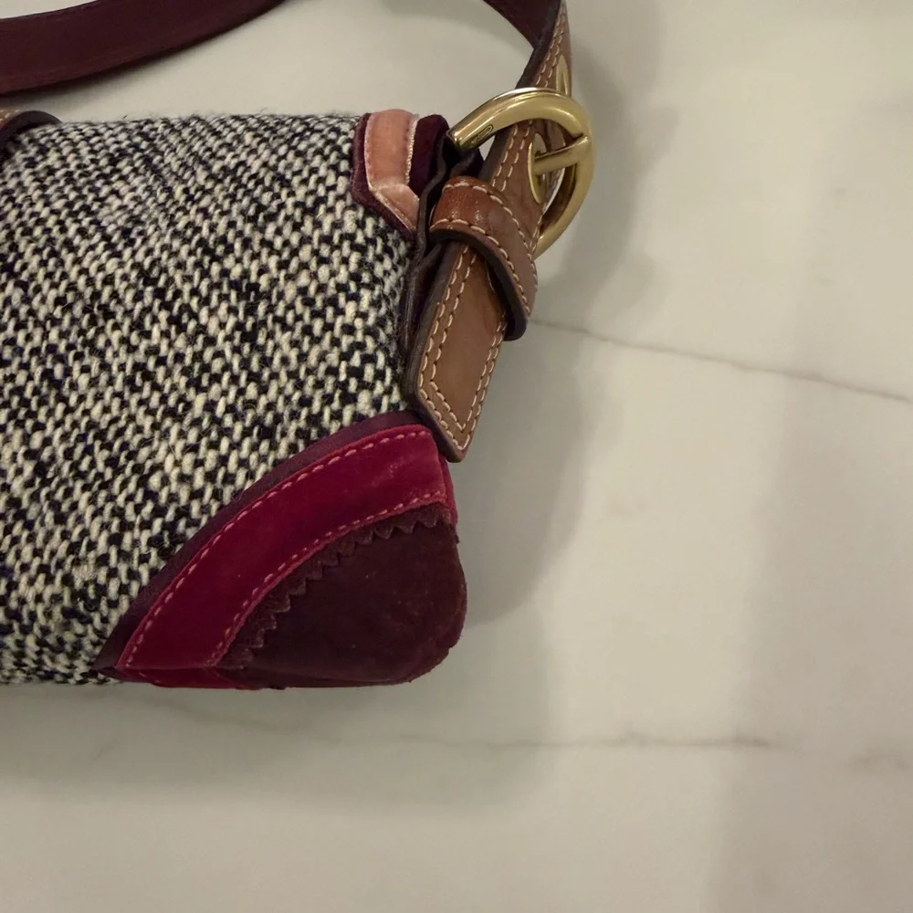 Vintage Coach Limited Edition Y2K purse Soho tweed, burgundy suede and leather - Picture 7 of 10